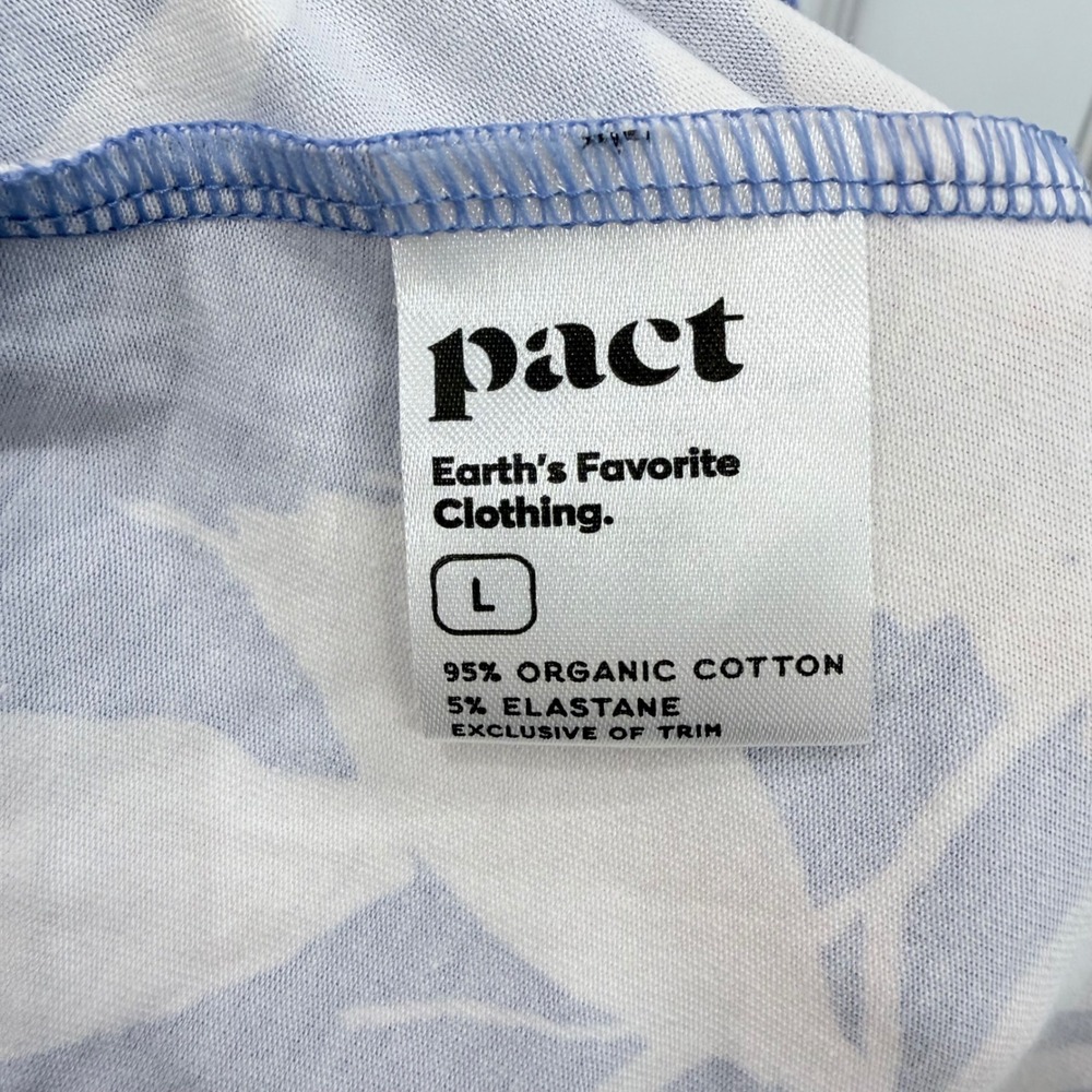 Pact Organic Cotton Crossover Fit & Flare Dress Periwinkle Blue Floral Large EUC - Picture 6 of 8